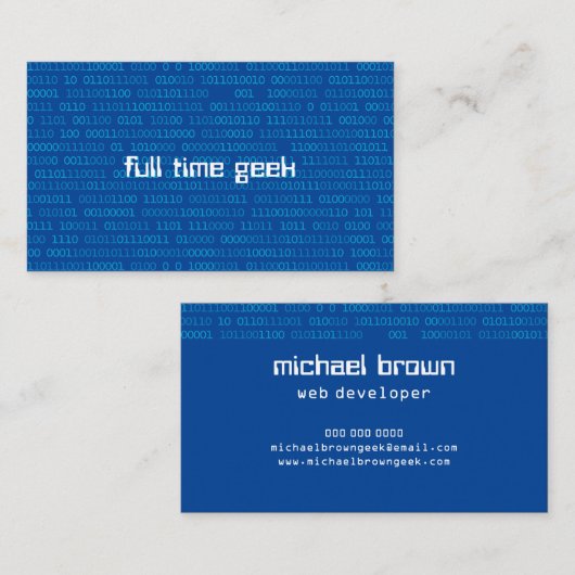 Binaire Nummers van ontwikkelaars Kunstmatige Inte Visitekaartje (Voorkant / Achterkant)
