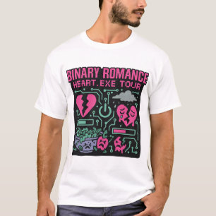 Binaire Romance Unisex T-shirt, Glitchy Cyber Band T-shirt