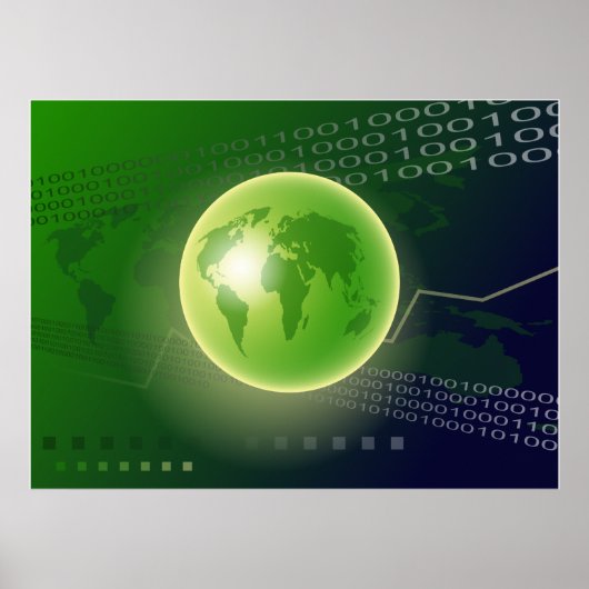 Binaire Wereldbol Achtergrond Poster (Voorkant)