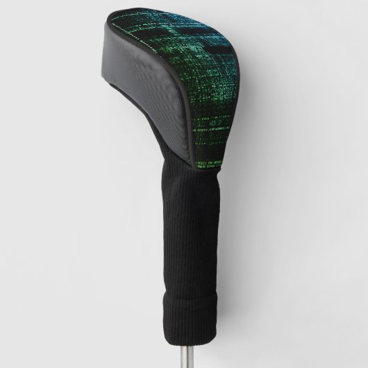 Binary Bliss Zwart en Groen Golfheadcover (Schuin)