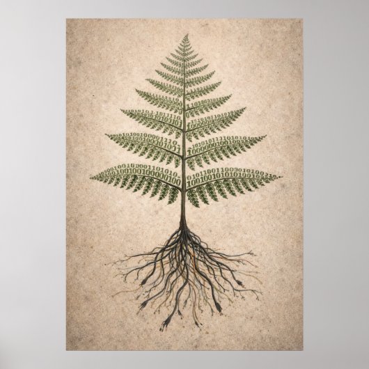 Binary Botany - Coding and Nature Abstract Art Poster (Voorkant)