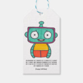 Binary Code Happy Birthday Label - Robot Cadeaulabel (Voorkant)