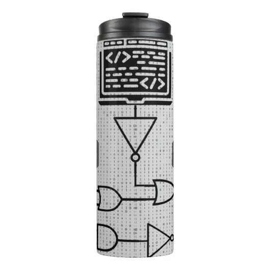 Binary Code Thermal Tumbler – Modern Tech Design Thermosbeker (Voorkant)