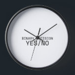 Binary Decision Yes No Minimalist Technical Wall<br><div class="desc">Measure the time of your choices. This modern wall clock features sharp typewriter numerals and a central message to keep your focus locked on definitive execution.</div>