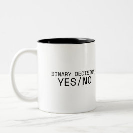 Binary Decision Yes No Minimalist Tweekleurige Koffiemok