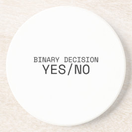 Binary Decision Yes No Minimalist Typewriter  Zandsteen Onderzetter