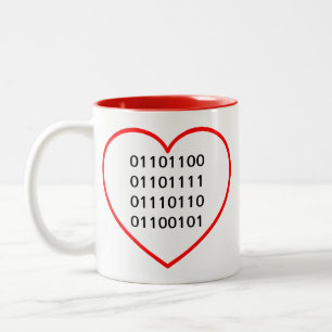 Binary Love Tweekleurige Koffiemok