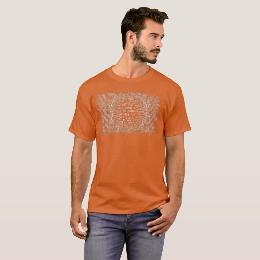 Binary Sphere Computer Programmer Coder Geek T-shirt (Voorkant volledig)