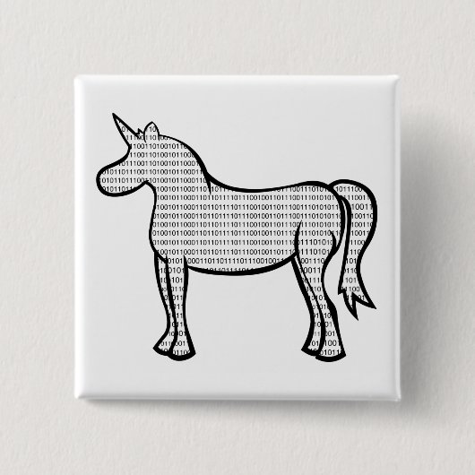 Binary Unicorn Vierkante Button 5,1 Cm (Voorkant)