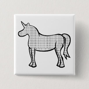 Binary Unicorn Vierkante Button 5,1 Cm