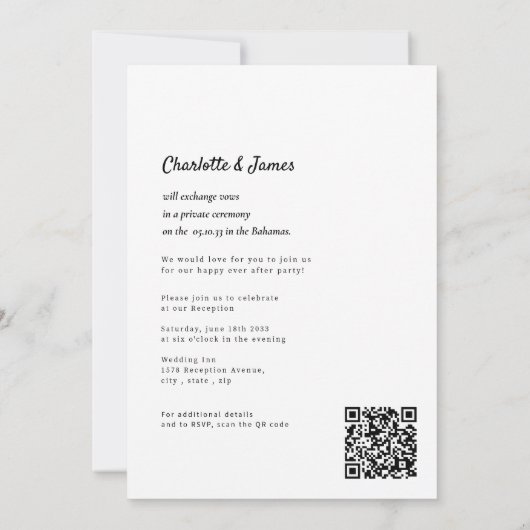 Bind de knoop bruiloft receptie QR-code Kaart (Achterkant)