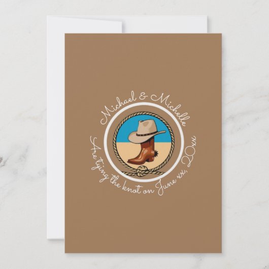 Bind de knoop Cowboy Wedding Invitation Feestdagenkaart (Voorkant)