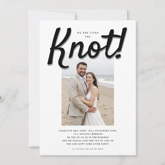 Bind de knoop / hielpen moderne bruiloft receptie kaart (Voorkant)