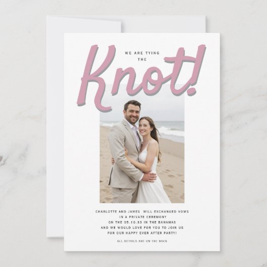 Bind de knoop / hielpen moderne bruiloft receptie kaart (Voorkant)