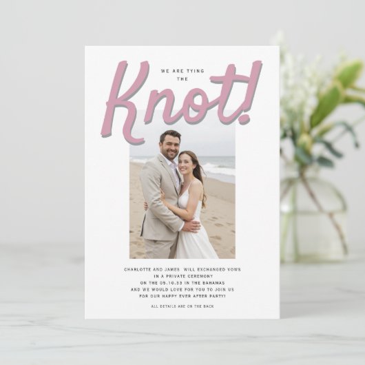 Bind de knoop / hielpen moderne bruiloft receptie kaart (Staand voorkant)