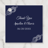Bind De Knoop Nautisch Touw Wit & Navy Wedding Bedankjes Labels (Voorkant)