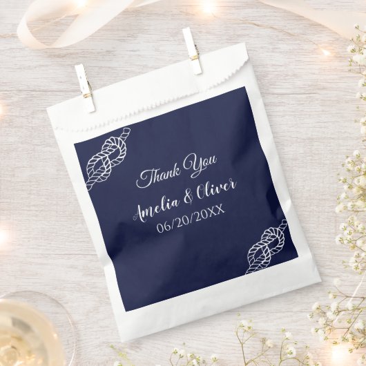 Bind De Knoop Nautisch Touw Wit & Navy Wedding Bedankzakje (Geknipt)