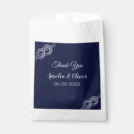 Bind De Knoop Nautisch Touw Wit & Navy Wedding Bedankzakje (Voorkant)