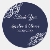 Bind De Knoop Nautisch Touw Wit & Navy Wedding Ronde Sticker (Voorkant)