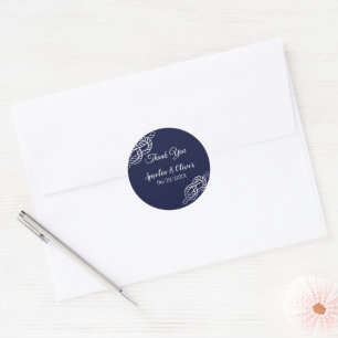 Bind De Knoop Nautisch Touw Wit & Navy Wedding Ronde Sticker