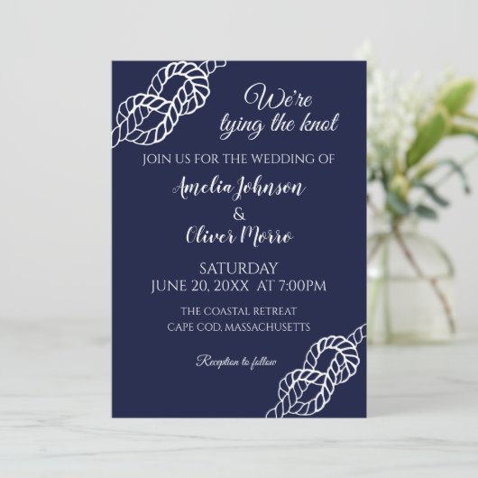 Bind De Knoop Nautisch Touw Witte Marine Huwelijk Kaart (Staand voorkant)