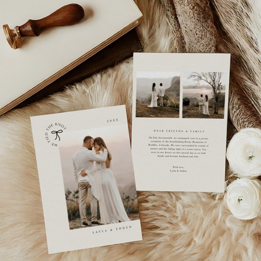 Bind The Knot Elopement Minimale foto aankondiging