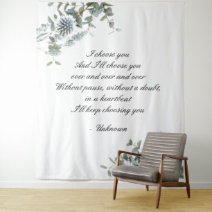 Bindachtergrond   Weddenschap   Blauwe Floral Wandkleed