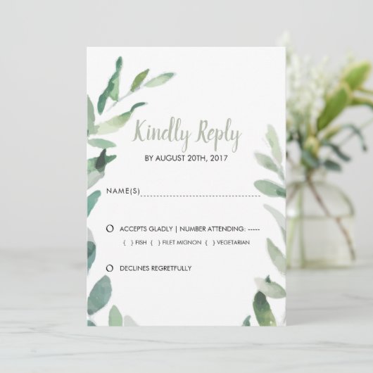 Bindanische waterverf olijfbladeren Weddenschap RS Save The Date (Staand voorkant)