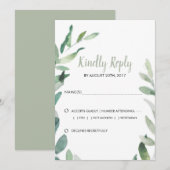 Bindanische waterverf olijfbladeren Weddenschap RS Save The Date (Voorkant / Achterkant)