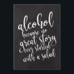 Bindbalk voor weddenschap met alcohol Betaalbaar b Kaart<br><div class="desc">Een elegant teken van de snijrand bruiloft, kenmerkt de tekst "alcohol omdat geen groot verhaal ooit met een salade"in een extraverte manuscriptdoopvont begon, voegt de borsteltextuur een spontaan en playful gevoel toe. De achtergrondkleur kan aan uw behoeften en voorkeuren worden aangepast. Neem contact met mij op als u een speciaal...</div>
