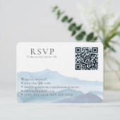 Bindblauwe Waterverf RSVP Online QR-code Informatiekaartje (Staand voorkant)