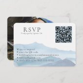 Bindblauwe Waterverf RSVP Online QR-code Informatiekaartje (Voorkant / Achterkant)