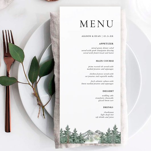 Bindboomgaard Rustic Wedding Menu Cards