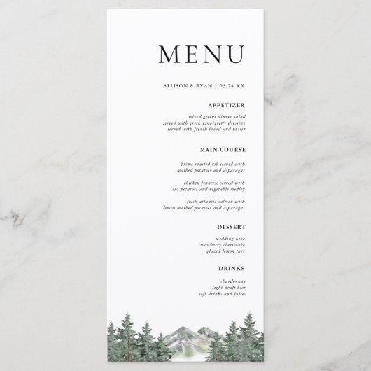 Bindboomgaard Rustic Wedding Menu Cards (Voorkant)