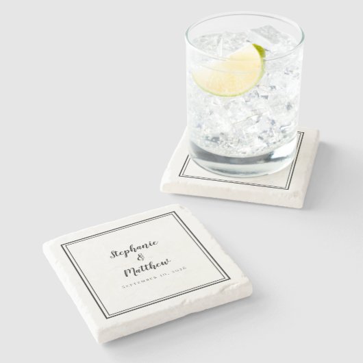 Bindbruid en bruin zwart-wit, eenvoudig elegant stenen onderzetter (Zijkant)