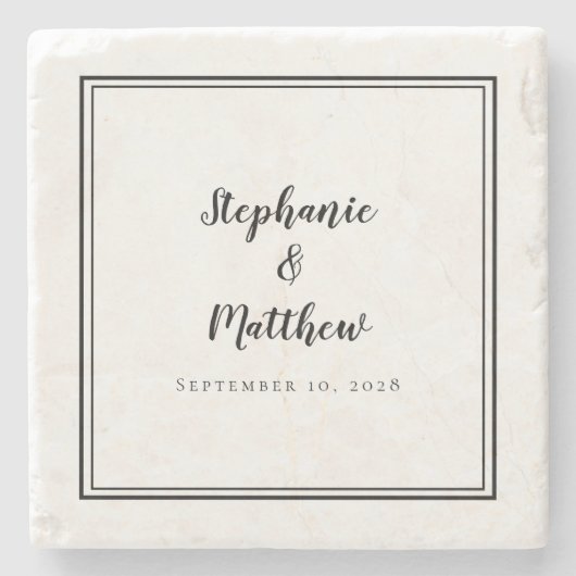 Bindbruid en bruin zwart-wit, eenvoudig elegant stenen onderzetter (Voorkant)