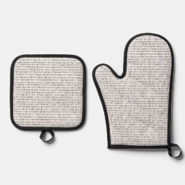Bindcodes zwart en wit ovenwant & pannenlap set