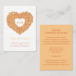 Binddetails oranje tulpen hartmonogram informatiekaartje