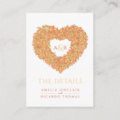 Binddetails oranje tulpen hartmonogram informatiekaartje (Voorkant)