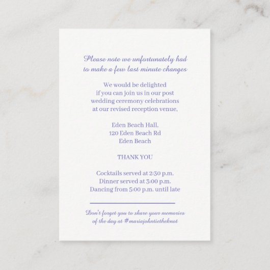 Binddetails simpele paarse bloemen waterverf informatiekaartje (Achterkant)