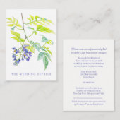 Binddetails simpele paarse bloemen waterverf informatiekaartje (Voorkant / Achterkant)