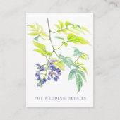 Binddetails simpele paarse bloemen waterverf informatiekaartje (Voorkant)