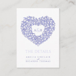 Binddetails tulp bouquet monogram blauw wit informatiekaartje