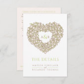 Binddetails tulp bouquet monogram groen bruin informatiekaartje (Voorkant / Achterkant)