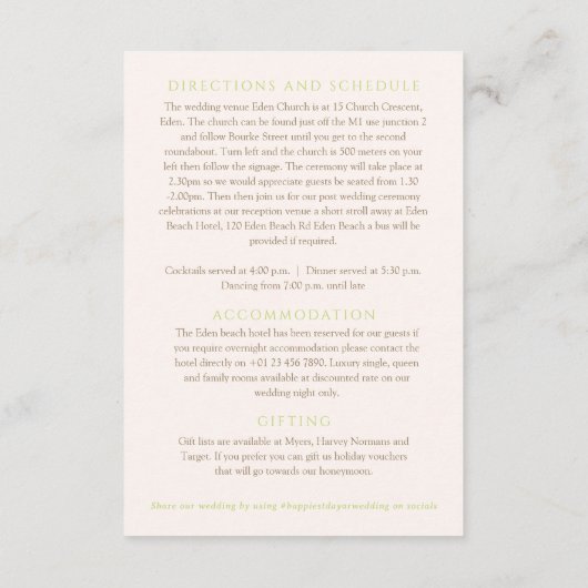 Binddetails tulp bouquet monogram groen bruin informatiekaartje (Achterkant)