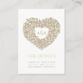 Binddetails tulp bouquet monogram groen bruin informatiekaartje (Voorkant)