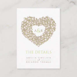 Binddetails tulp bouquet monogram groen bruin informatiekaartje