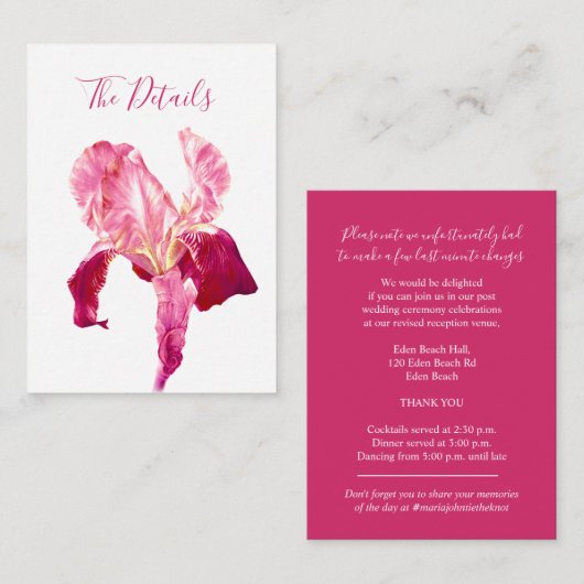 Binddetails vlag iris red roze flower info informatiekaartje (Voorkant / Achterkant)