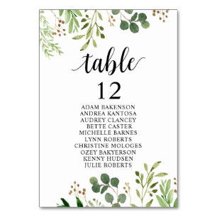 Binddiner, Greenery Guests Seating Chart Kaart