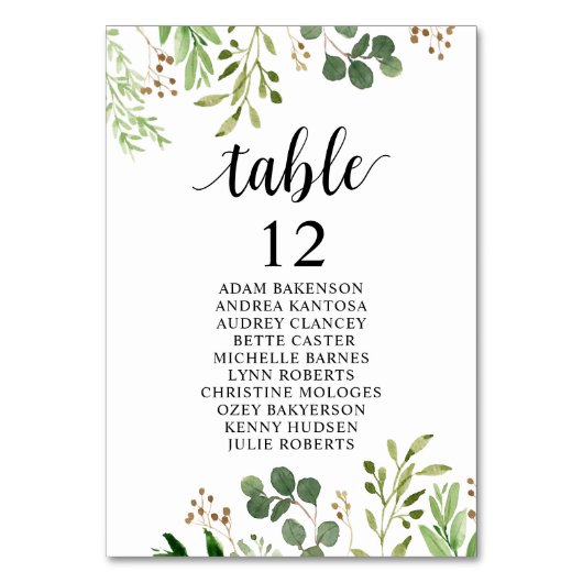 Binddiner, Greenery Guests Seating Chart Kaart (Voorkant)